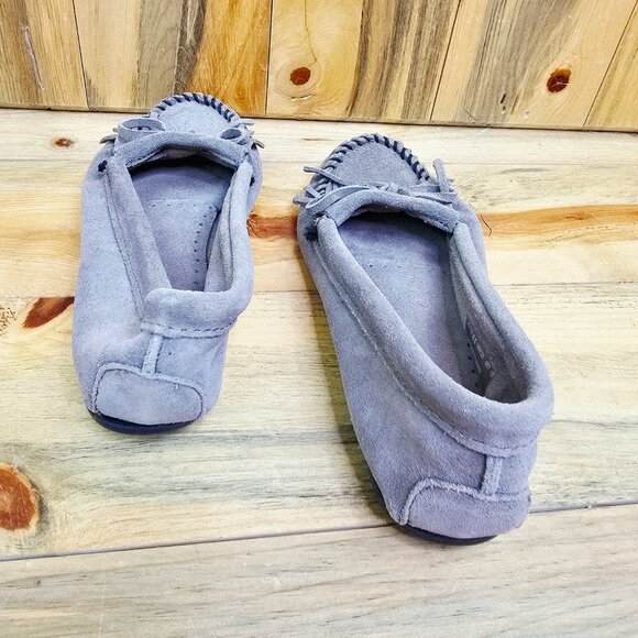 MINNETONKA Gray Suede Leather Moccasins‎ Size 8.5 - Picture 4 of 6